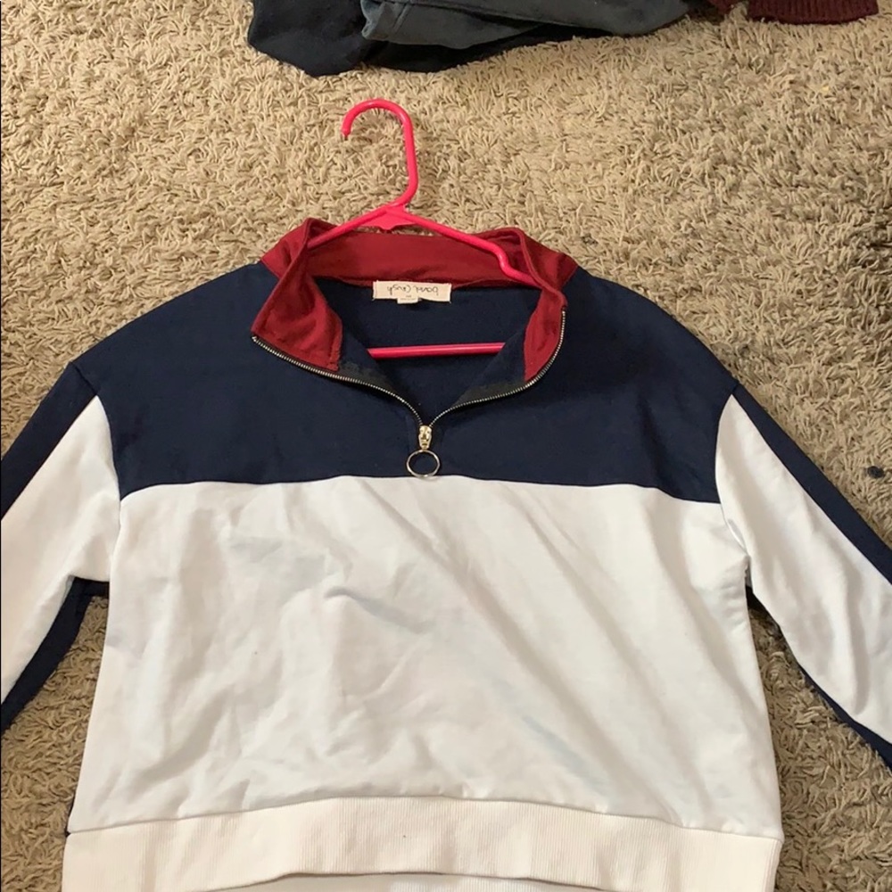 BAND CRUSH: cropped color block sweatshirt